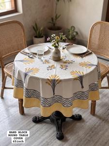 Export Quality Round <b>Table</b> <b>Cover</b> Printed Cotton Tablecloth for Dining <b>Table</b> Kitchen Decor Available In Bulk Quantity - Product Image 1