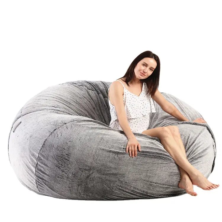 Living Room Sponge ball Giant Soft Velvet beanbag sofa cover big sofa foam bean bags huge oversize bean bag chair sofa bed