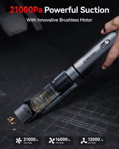 REDTIGER Aspirateur portable à main 21000PA pour voiture, capacité de 150 ml, autonomie de 70 minutes, charge rapide USB-C 3,5H, léger, nettoyeur 4-en-1 - Product Image 4