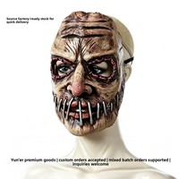 Masque d'horreur réaliste en latex avec des pointes métalliques sur la bouche et des yeux cousus, accessoire effrayant pour le visage entier, idéal pour Halloween, les maisons hantées et le cosplay