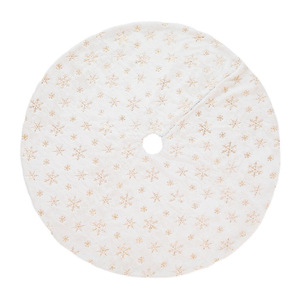 Christmas Tree <b>Skirt</b> Solid Color Snowflake Design Machine Washable Polyester Fabric Round Shape For Celebration Decorations - Product Image 2