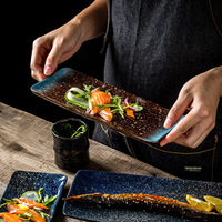 Service de table en mélamine Newell Wholesale, élégant, noir mat, plat rectangulaire, vaisselle incassable, assiettes à buffet, assiettes à sushi