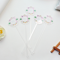 Agitateur à boisson en acrylique personnalisé avec blason imprimé, bâtonnet à cocktail monogrammé pour mariage, bar, fête, décoration de table
