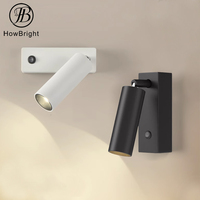 Lampe murale encastrée LED 3W pour chevet d'hôtel, noire et blanche, avec interrupteur à bouton, E26, pour chambre à coucher, maison, bureau