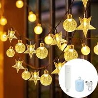 Guirlande lumineuse LED rechargeable en forme de lune et d'étoiles, fil de cuivre, alimentée par piles, pour chambre à coucher, cadeau d'anniversaire pour enfants, décoration de Noël