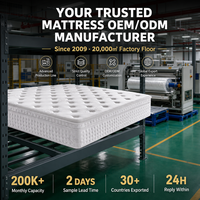 Matelas hybride hôtelier transfrontalier Spring, mousse à mémoire de forme ultra-douce, ressorts ensachés, surmatelas de 26 cm d'épaisseur, roulé, moderne