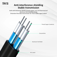 Cable divisor interno SKS SKS-L8087B Mini SAS SFF-8087 a 4 SATA, 36 pines macho, 7 pines hembra, rojo, para disco duro SSD