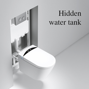 WC intelligent de luxe mural avec siphon en P, chasse d'eau par gravité, télécommande incluse, capteur de pied, WC automatique KL-075 Sm - Product Image 3