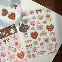 1 feuille d'autocollants par paquet, autocollants 3D translucides mignons pour décorations de coques de téléphone DIY et collages de bullet journal