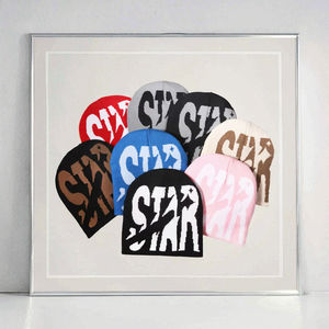 Bonnet unisexe en tricot jacquard style urbain, doux, à revers, chaud pour l'hiver, idéal pour les voyages, le travail, la plage, avec lettres, respirant et imperméable - Product Image 3