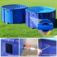 Bassin en toile renforcé de PVC pour poissons, piscine ronde pliable d'extérieur pour stockage d'eau et aquaculture avec support 470L/600L/780L