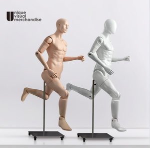 Mannequin robot homme/<span class=keywords><strong>femme</strong></span> articulé multifonctionnel en fibre de verre pour la pose debout, assise, en course ou en position sportive - Product Image 2