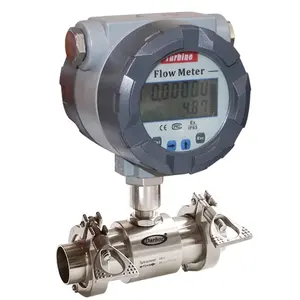 DH500 <span class=keywords><strong>Digital</strong></span> 4-20ma RS485 Fluido Turbina Líquida Medidor De Fluxo De Leite De Cerveja Fluxômetro Sanitário - Product Image 1