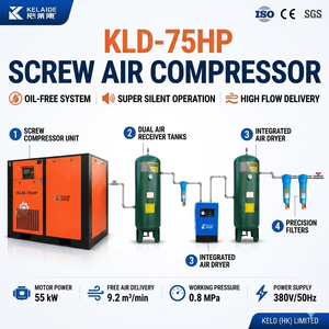High-Performance 75HP Rotary <b>Screw</b> Air Compressor 55KW 9.2m³/min Fixed Speed Air Compressor 0.8MPa - Product Image 5