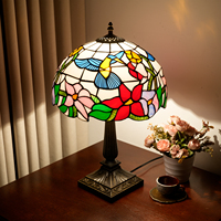 Lampe de table ODIFF en verre teinté style colibri, oiseau en verre fait main avec fleur rose, décoration vintage pour la maison, lampe de lecture