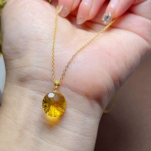Collar con colgante de solitario de citrino Natural personalizado INS S925 plata 12mm joyería de piedras preciosas de corte milenario especial para regalo - Product Image 2