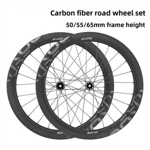 Paire de roues de vélo de route en fibre de <span class=keywords><strong>carbone</strong></span> à <span class=keywords><strong>cadre</strong></span> élevé avec frein à disque à axe traversant de 50/65mm moyeu à lame en <span class=keywords><strong>carbone</strong></span> à cliquet 36t - Product Image 3