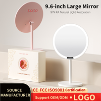 Miroir de maquillage personnalisé avec capteur tactile intelligent, sur pied, avec câble USB de recharge, en plastique, luminosité réglable