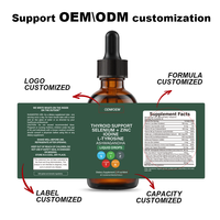 Complément alimentaire pour la thyroïde en gouttes liquides OEM, sélénium, zinc, iode, L-tyrosine, ashwagandha