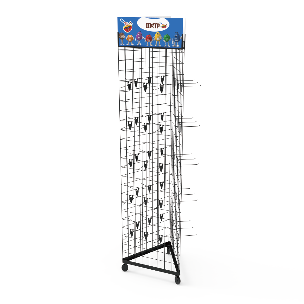 Apache Metal Three Sided Movable Grid Hook Floor Display Rack Stand for Supermarkets — view 3