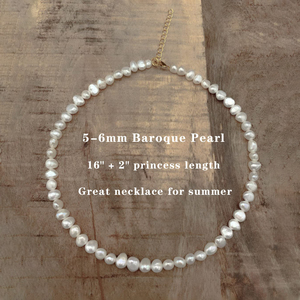 قلادة ضيقة أنيقة بسيطة من اللؤلؤ الأبيض غير النظامية الباروك الطبيعي لؤلؤ المياه العذبة للنساء والفتيات - Product Image 2