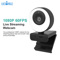 Cámara Web USB 1080P 60fps con Luz LED de Relleno, Sensor CMOS y Dos Micrófonos Integrados para Transmisión en Vivo