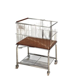 Vintage Style Laundry <b>Basket</b> Trolley Silver Four-Wheel Portable Storage Rack Bathroom Use - Product Image 5