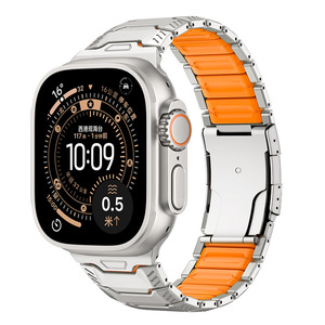 Nouveau bracelet de montre de luxe en silicone titane pour <span class=keywords><strong>Apple</strong></span> <span class=keywords><strong>Watch</strong></span> Ultra 49 mm, séries 10, 11, 9, 8, <span class=keywords><strong>7</strong></span>, 46 mm, 44 mm, 45 mm, 42 mm - Product Image 1