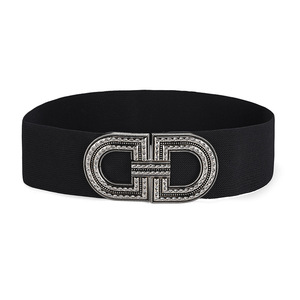 Nouvelle <span class=keywords><strong>ceinture</strong></span> élastique extensible vintage pour femmes avec boucle en diamant pour robes - Product Image 2