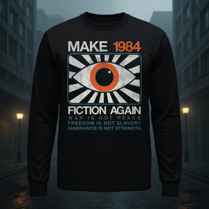 Make 1984 Fiction Again T-shirt à manches longues de style dystopique et déchiré - Product Image 3