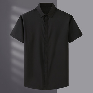 เสื้อเชิ้ตแขนสั้นผู้ชายไซส์ใหญ่ สำหรับคนอ้วน สไตล์ลำลองธุรกิจ ผ้าบาง สีพื้น สำหรับฤดูร้อน - Product Image 6