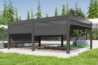 Kustom Modern PVC luar ruangan transparan tahan angin tahan air listrik Zip Track Roller tirai vertikal untuk taman Pergola Remote