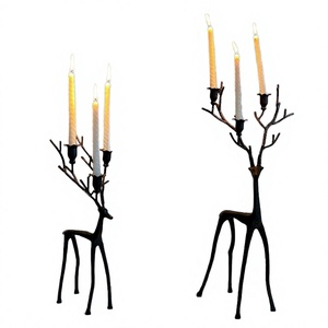 Candelero Minimalista de Hierro Negro con Forma de Asta de Ciervo, Hecho a Mano, Decoración de Mesa, Decoración Navideña para el Hogar - Product Image 2