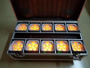 6 projecteurs LED plats 18W RGBWA+UV 6-en-1, alimentés par batterie, sans fil, avec télécommande DMX IR, pour mariages, DJ, événements, éclairage d'ambiance - Product Image 6