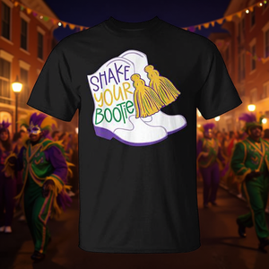 Camiseta de Mardi Gras con cuentas para la celebración del carnaval, camiseta promocional con la frase Shake Your Bootie - Product Image 3