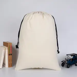 뜨거운 판매 맞춤형 크리스마스 코튼 Drawstring 가방 순록 산타 자루 친환경 Drawstring 파우치 코튼 가방