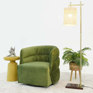 Walden Modern Swivel Chair-Green Velvet Convertible & <b>Reclining</b> for Living Room Dining Bedroom - Product Image 5