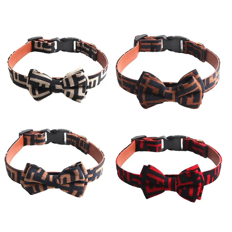 Amigo New Design Luxus PU Haustier Halsband Vintage Komfortable Schnell verschluss Schnalle Cord Fliege Hunde halsband