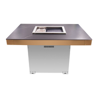 Ensemble de restaurant de table intégré au shabu grillé de couleur bronze sans fumée pour hôtel commercial AOBL