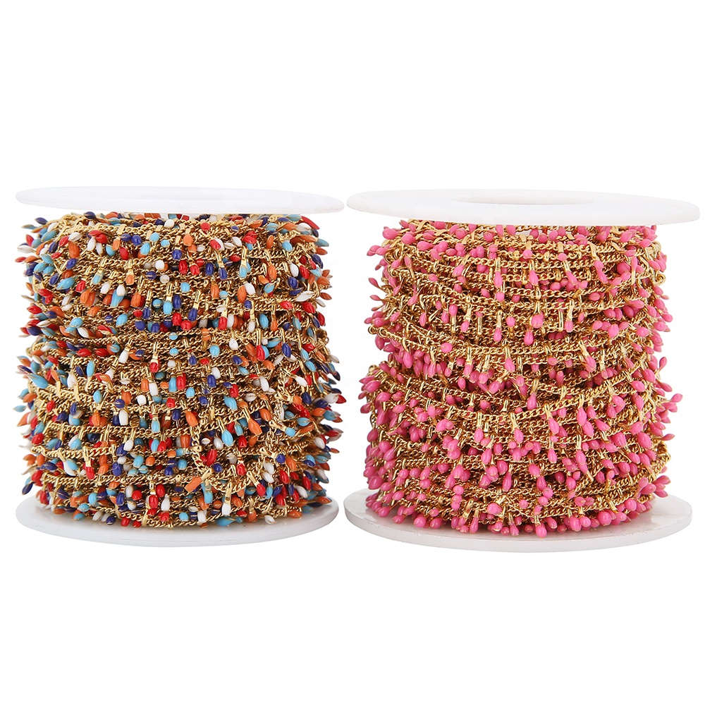 Colourful Enamel Leaf Chains Necklace Component DIY Jewelry Making Bracelet Crafts Accessories