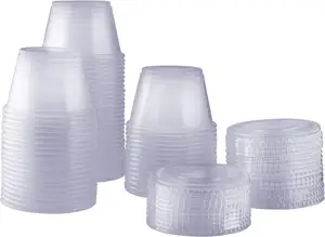 Pudín para hornear MUESTRA GRATIS 1,5/2/2.5oz tazas de preparación transparentes de polipropileno taza de salsa con tapas para mascotas