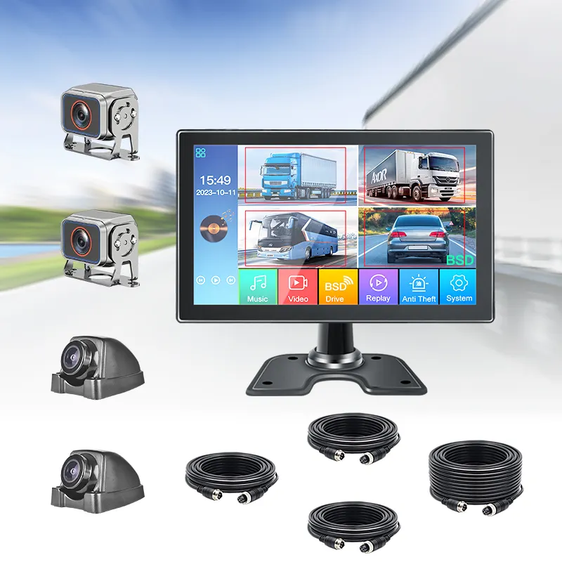 10.1 Inch Bsd Monitor 4ch Split Screen Auto Dvr Recorder Monitor Met Ahd Vooraanzicht Back-Up Camera Voor Vrachtwagen Bus