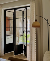 Porte accordéon moderne en aluminium et verre coupe-vent pour balcon et terrasse