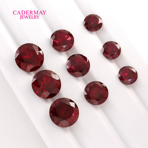 Cadermay Jewelry Cultured Ruby Round Loose Stone Dark Red Synthetic Gemstone For Jewelry Making - Product Image 1
