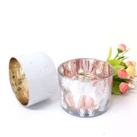 FENGJUN Pot à bougie en verre cylindrique de haute qualité avec couvercle, motif plume rose et blanche, 380 ml, recyclable, logo personnalisé, Noël