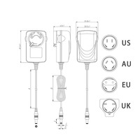 Adaptateur secteur 240V AC/DC vers 12V avec prises interchangeables 5V/9V, détachables, certifié ETL FCC CE UK SAA