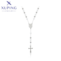Collier T001306046 XUPING avec perles d'imitation et perles en plastique alternées, pendentif croix élégant, bijoux religieux vintage
