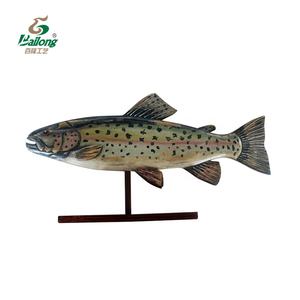 A mano su ordinazione della decorazione della casa in legno dipinto scultura di pesce - Product Image 2