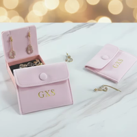 Pochette de luxe personnalisée écologique avec fermeture à rabat, sac à bijoux en velours suédé rose, organisateur de cadeaux personnalisé
