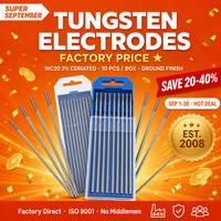 Électrode TIG en tungstène WC20, pointe grise, 1,6 mm, 2,0 mm, 2,4 mm, 3,0 mm, 3,2 mm, 4,0 mm, 150 mm, 175 mm, 10 pièces/boîte, tige TIG, électrode tungstène